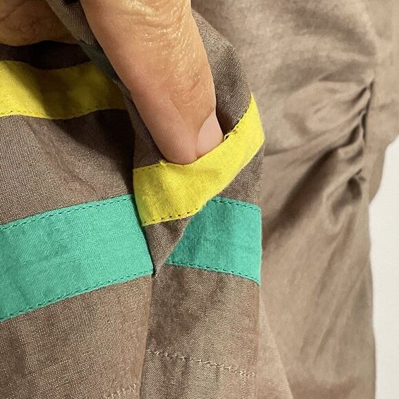 Mini Boden Girls' Brown Sleeveless Dress With Colorful Stripes 11-12Y Cotton - Picture 7 of 12